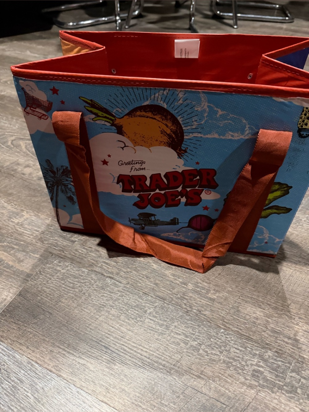 Trader Joe's Reusable Tote Bag - Orange & Blue